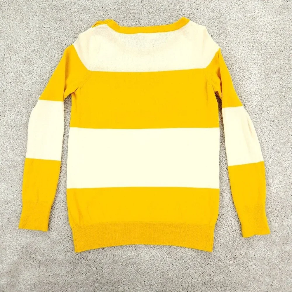 Banana Republic Sweater Womens Extra Small Yellow Striped 100% Merino Wool - Picture 5 of 9
